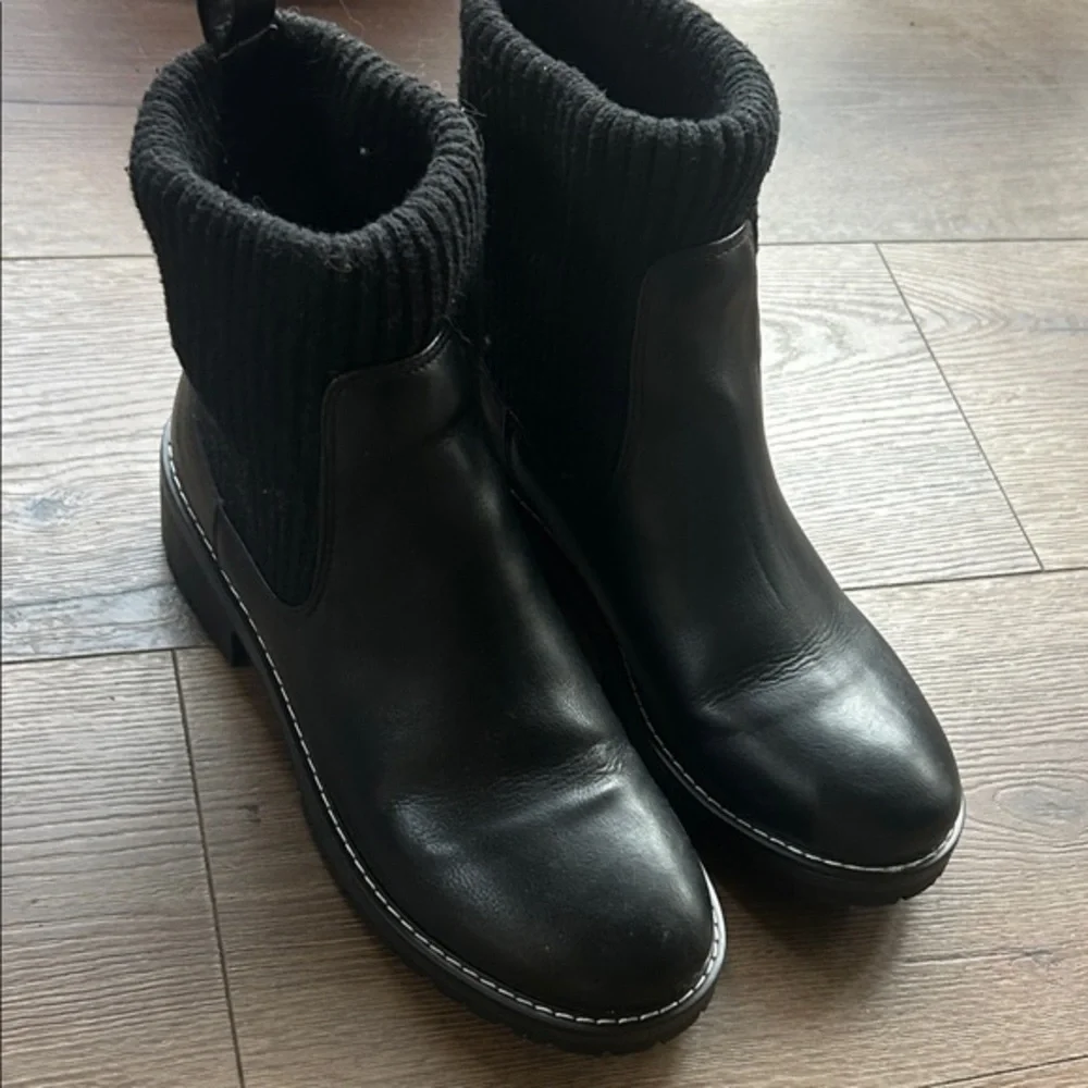 Kensie Black Ankle Boots with Knit Cuff ! 7.5